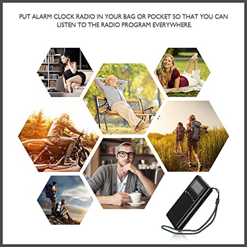 AM FM Pocket Radio,Portable Digital Radio Alarm Clock with 3.5mm Earphone Jack and Supporting Stereo Mode for Bedroom,Outdoor(Without Battery)