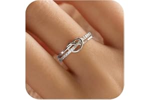 AIBELOPY Heart Rings for Women Mother Daughter Friendship Knot Ring Promise Ring for Her 925 Sterling Silver 14K Gold Plated Cubic Zirconia Stackable Ring Purity Rings Birthday Graduation Gifts
