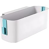 7UYUU Bedside Caddy Hanging Organizer, Plastic Bunk Bed Shelf for Dorm Room, Baby Bed Rails, Large Bedside Storage Pocket for Remote, Glasses - White