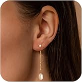 SELFROSE Silver Earrings for Women,Dainty Dangle Earrings Silver Plated Drop Earrings for Women Trendy Hypoallergenic CZ Stud Earrings Wedding Pearl Earrings Dangling Cute Small Hoop Earrings Jewelry