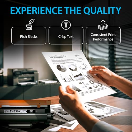 Smart Ink Compatible TN830XL Toner Cartridge Replacement for Brother TN830XL TN830BK TN830 XL with CHIP (2 Pack) to use with DCP-L2640DW HL-L2460DW MFC-L2820DW HL-L2400D HL-L2405W HL-L2865DW Printers