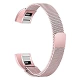 bayite Stainless Steel Bands Compatible Fitbit Alta and Alta HR, Milanese Loop Mesh Women Men(Rose Pink Small)
