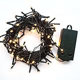 LightsEtc Warm White 72 LED 32ft String Lights Fairy Christmas Lighting with 8 Function Modes and 6 Hour Daily Timer,Perfect for Indoor & Outdoor use,Xmas Tree,Garden,Party,Wedding Decoration