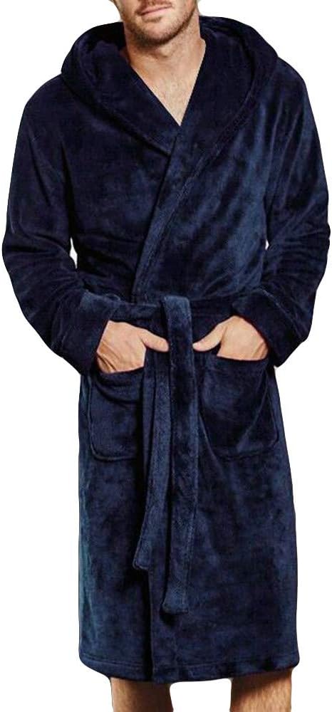 Men's Bathrobe Winter,Iuhan Men Lengthened Coralline Plush Shawl Long Sleeved Robe Coat