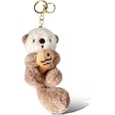 Qiansail Plush Otter Keychain, Cute Bag Puese Charm Furlly Key Ring Car Key Accessories for Women Animal Lovers
