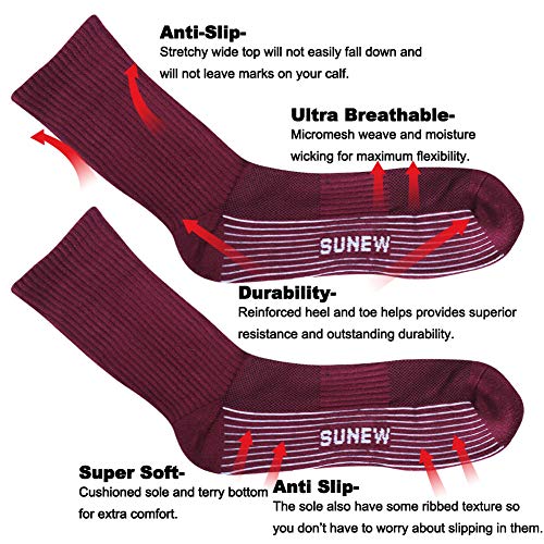 image for Bamboo Socks, Sunew Mens Womens Comfortable Sport Performance Crew Soc