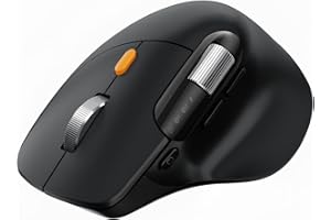 ProtoArc Ergonomic Bluetooth Mouse, EM25 USB Wireless Mouse with Fast Scrolling & Thumb Scroll Wheel, 8000 DPI Quiet Recharge