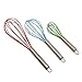 Vhabob Silicone Whisk, Balloon Whisk Set, Egg Frother, Milk and Egg Beater Blender,Stainless Steel & Silicone Kitchen Whisk for Blending, Whisking, Beating, Stirring, Set of 3, Red, Blue, Green