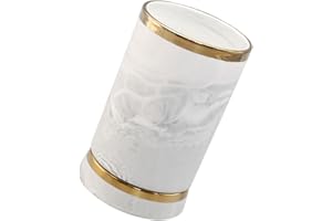 WATIIFUFU Cutlery Organizer Marble Ceramic Utensil Holder with Gold Accent for Kitchen Counter and Everyday