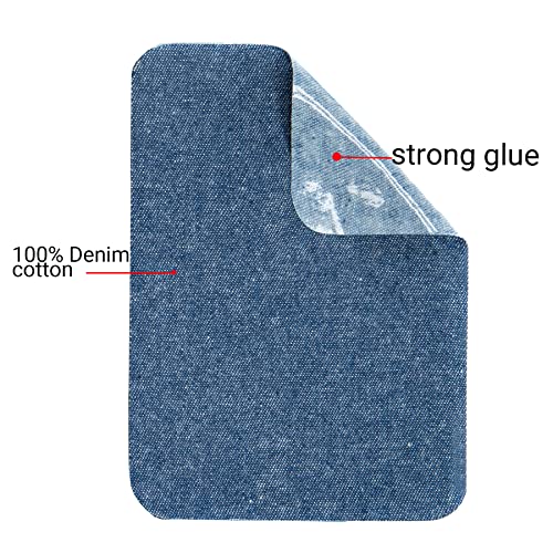 TACVEL 12Pcs Premium Quality Denim Iron on Patches for Jeans, Strongest Glue 100% Cotton Repair Decorating Kit, Size 3