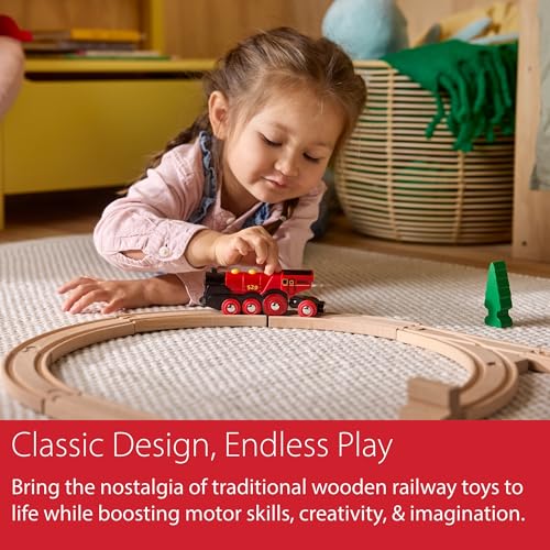 BRIO World Mighty Red Action Locomotive - Battery-operated Toy Train for Wooden Track - Motorized Train with Light & Sound - Compatible with All BRIO Railway Sets - Interactive Play - Kids Ages 3 & Up