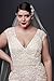 David's Bridal Cap Sleeve Plunging V-Neck Plus Size Wedding Dress Style 8CWG807, Ivory, 22W