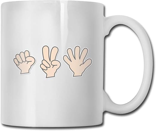 Amazon Co Jp マグカップ 白 330ml グー チョキ パーの手 耐熱 耐冷 ホーム キッチン