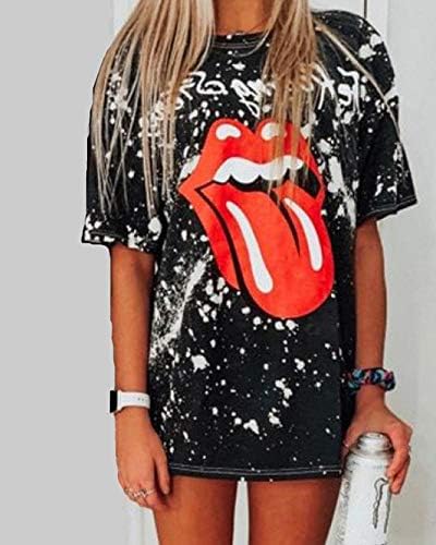 MISOMEE Women Fashion Splatter Paint Lip Print T-Shirt 2 MISOMEE Women Fashion Splatter Paint Lip Print T-Shirt
