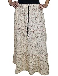 Womens Gypsy Hippie Skirts Vintage Poppy Love Tiered Gypsy Long Maxi Skirts Onesize