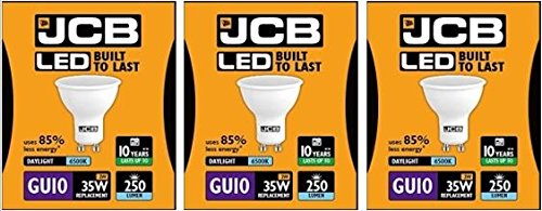 3 X JCB 3w = 35w LED GU10 100deg 6500k Daylight 250lm [Energy Class A+]