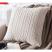 Andaa Double-Side Cable Knit Pillow Covers,18x18 Decorative Sweater Pillow Case Cushion Cover for Bed Home Car Decorations