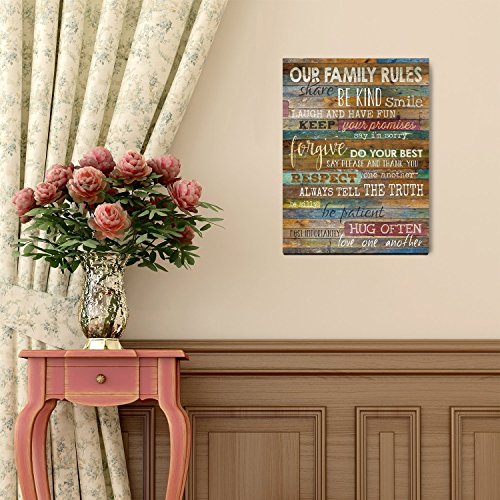 Marla Rae Our Family Rules Decorative Plaque Inspirational Quotes Wall Art, Perfect Decor