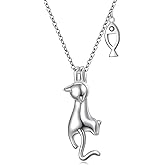 DAOCHONG Pet Cremation Jewelry Cat Urn Necklace for Ashes 925 Sterling Silver Memorial Ashes Necklaces Animal Urn Pendants Keepsake Gift for Women Men