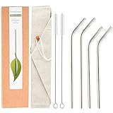 Reusable Stainless Steel Straws Set of 4, Wide Mouth Drinking Metal Straws for 20 30 oz tumbler, Eco-friendly & BPA Free with Anti-Scratch Tips for Kid, 2x9.5