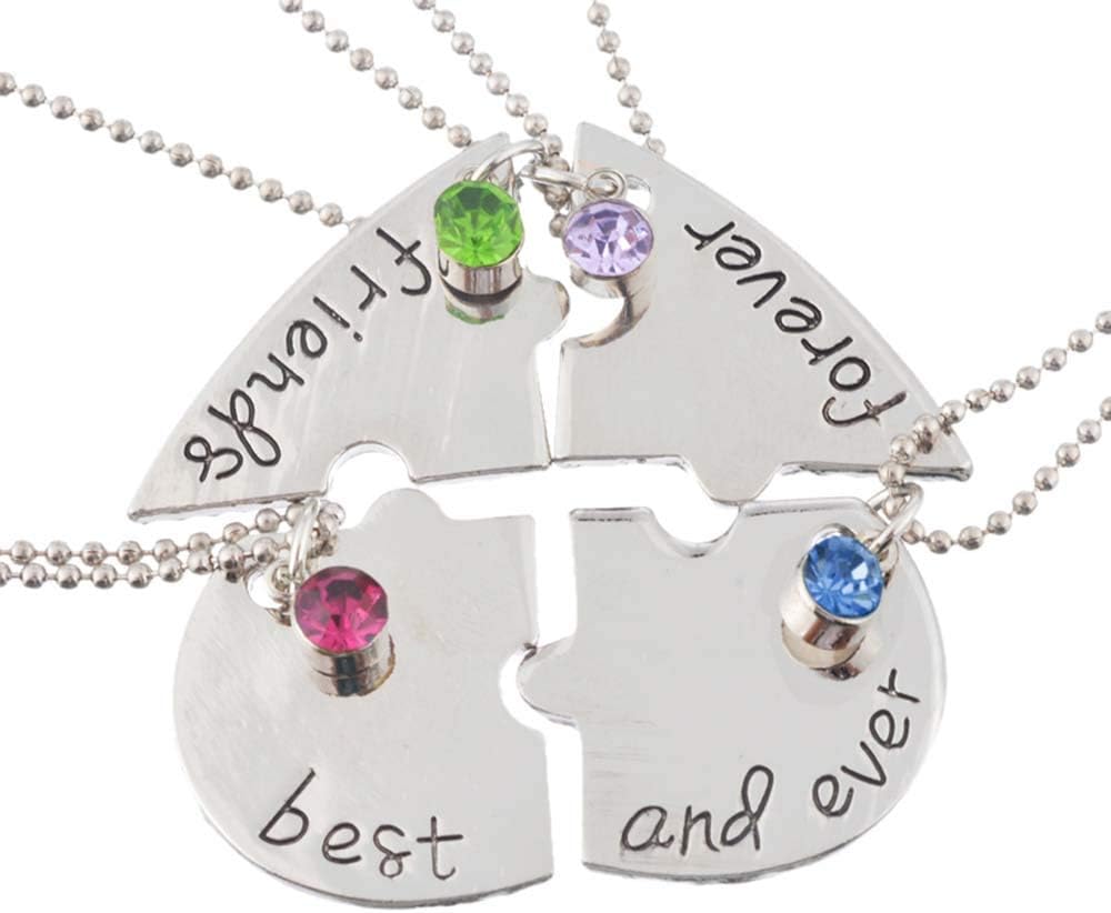 Loozykit Best Friend Necklaces for Girls Kids Children BFF Necklaces for Best Friend Jewelry Friendship Couple Gifts Half Heart Rhinestone(Free Box)