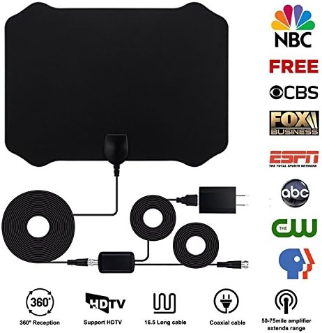 HDTV Antenna For Digital TV Indoor Antenna 1080P TV Antenna 50 to 80 Miles Range Digital Antenna 16.5 Feet Coaxial Cable Best Hdtv Antenna Indoor Brand New Upgraded Version Better Reception