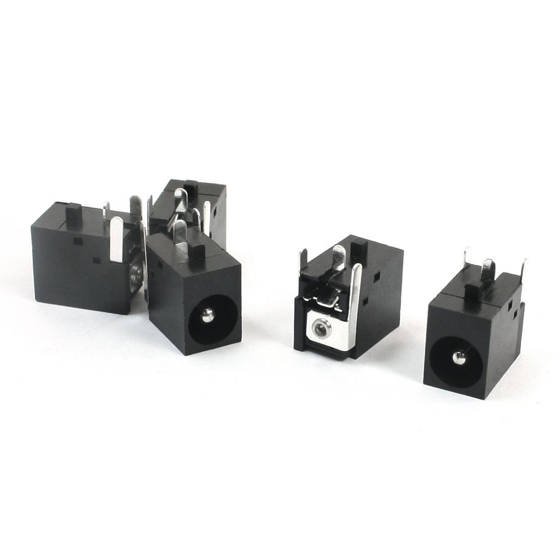 Sourcingmap 2.1mm x 5.5mm Female Connector 3 Pin DC Power Jack Socket Black 5 Pcs