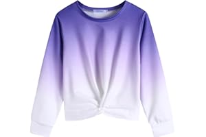 Arshiner Girls Casual Twist Front Lightweight Sweatshirt Tie Dye Printed Long Sleeve Crop Tops Pullover