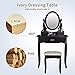 mecor Vanity Table Set, Makeup Table with 3 Drawers/Oval Mirror,Wood Dressing Table and Cushioned Stool Girls Women Bedroom Furniture Black