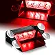 4 LED Visor Dashboard Emergency Strobe Lights for Interior Roof / Dash / Windshield (4 LED, Red and Blue)