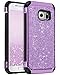Galaxy S6 Case, Samsung S6 case, BENTOBEN 2 in 1 Glitter Bling Hybrid Slim Dual Layer Soft TPU Hard Covers Sparkly Shiny PU Leather Anti-slip Shockproof Protective Case for Samsung Galaxy S6, Purple
