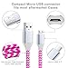USB Charging Cable, OKRAY 3 Pack Flat Braided Micro USB Charger with Metal Connector for Android and Windows Smartphones -10 Feet (Blue Green Hot pink)