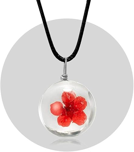 Amazon Aolm 手作り透明ドライフラワーネックレス桃の花カスミソウタンポポ4葉のクローバーのペンダントネックレスジュエリー 母の日ギフト 人気 バレンタインデープレゼント ネックレス 通販