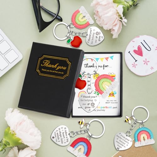 iZoeL Thank You Teacher Gifts for Women Men Best Teacher Gifts Thank You Cards Keyring Gift For Teacher End Of The Year - Graduation Gifts for Nursery Assistant Head Teacher Pre School Teacher