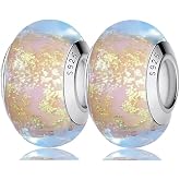 2pcs Original 925 Silver Murano Flower Bead Charms for Pandora Bracelets