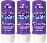 Aussie 3 Minute Miracle Moist Deep Conditioning Treatment, Detangler, 8 Fluid Ounces (Pack of 3)
