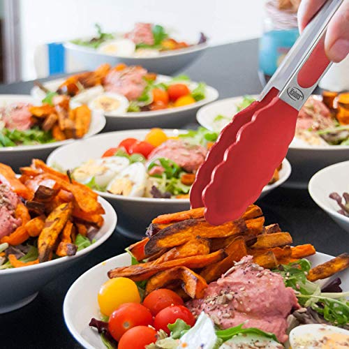 Silicone Spatula Set, 4 Heat Resistant Rubber Spatula and 1 Kitchen Tongs, Seamless Design with Stainless Steel Core, Kitchen Tools