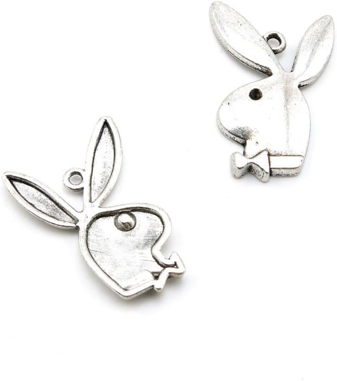 10 Pieces Jewelry Making Charms Retro Silver Tone for Necklace Pendant Bracelet Findings Vintage Bijoux Breloques Bulk H3SF3 Playboy Rabbit