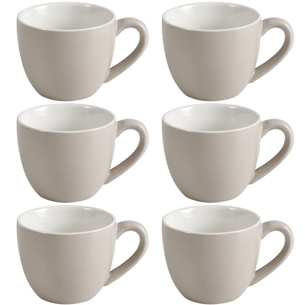 homEdge Procelain Espresso Cup, 3 Ounces / 90 ml Demitasse for Espresso, Tea- Set of 6, Light Gray