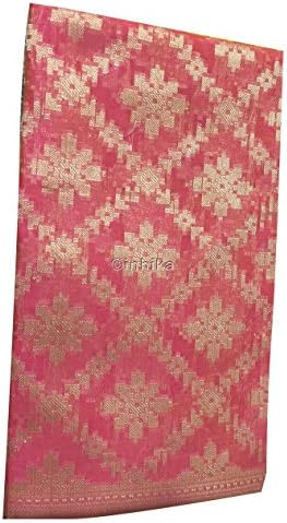 India Art Silk Dupatta Women Scarf Stole Gold mehendi party wedding favor Aqua Blue (Pink)