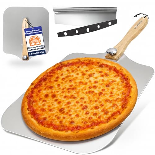 Large Pizza Peel 16 inch - Extra Large Metal Pizza Peel with...