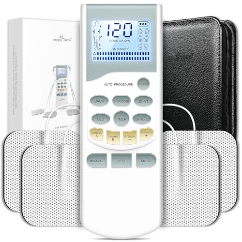Easy@Home TENS Unit Muscle Stimulator Massager - More Pulse Intensity Range, Rechargeable Battery and Backlit LCD Display - Pain Relief Device EHE012PRO