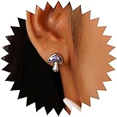 Andelaisi Boho Blue Resin Mushroom Earrings Vintage 3D Mushroom Earrings Blue Mushroom Stud Earrings Enamel Mushroom Statement Earrings Jewelry for Women