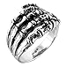 INBLUE Men's Stainless Steel Ring Band Silver Tone Black Skull Hand Bone