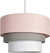 MiniSun Round Modern 3 Tier Pink Grey Fabric Ceiling Pendant Light Shade 30cm