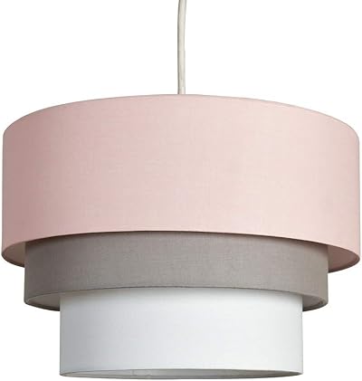MiniSun Round Modern 3 Tier Pink Grey Fabric Ceiling Pendant Light Shade 30cm