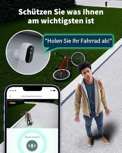 Essential 2 HD XL Batterie Überwachungskamera Aussen WLAN, Kabellos, 1080p Video, Farbnachtsicht, Licht, Bewegungsmelder, Sirene, 2-Wege Audio, Arlo Secure Plan Testzeitraum, 2 Kameras, Weiß