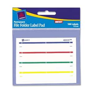 Amazon.com : Avery Assorted File Folder Label Pad, 1/3 Cut, 160 Labels (45215) : Office Products