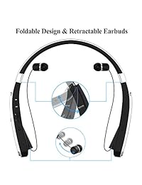Auriculares Bluetooth, correa para el cuello, auriculares Bluetooth, Dostyle [30 horas de reproducción] auriculares inalámbricos Bluetooth con micrófono y auriculares retráctiles compatibles con todos los teléfonos móviles Samsung y Android