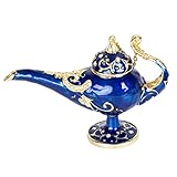 QIFU-Hand Painted Enameled Aladdin Lamp Decorative Hinged Jewelry Trinket Box Unique Gift for Home Decor